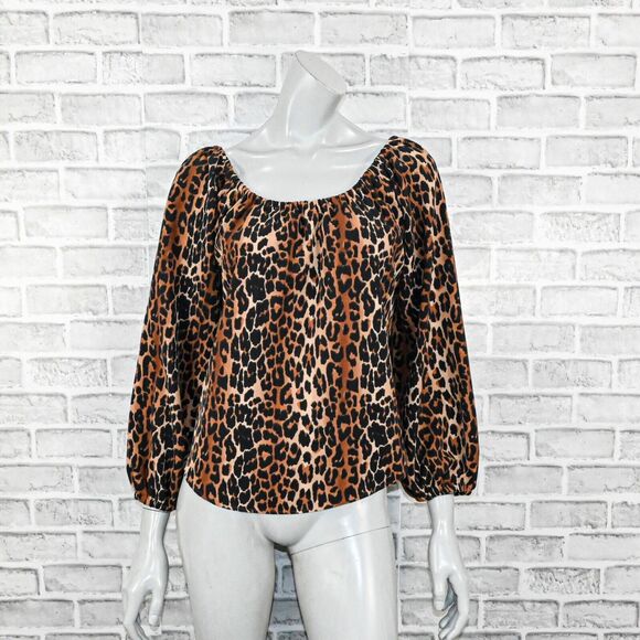 Laura Byrnes Women's off the Shoulder blouse in Leopard print size XS - Picture 1 of 6